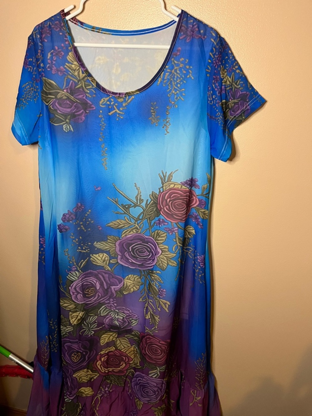 Source Unknown Blue & Purple Floral Midi Dress NWOT